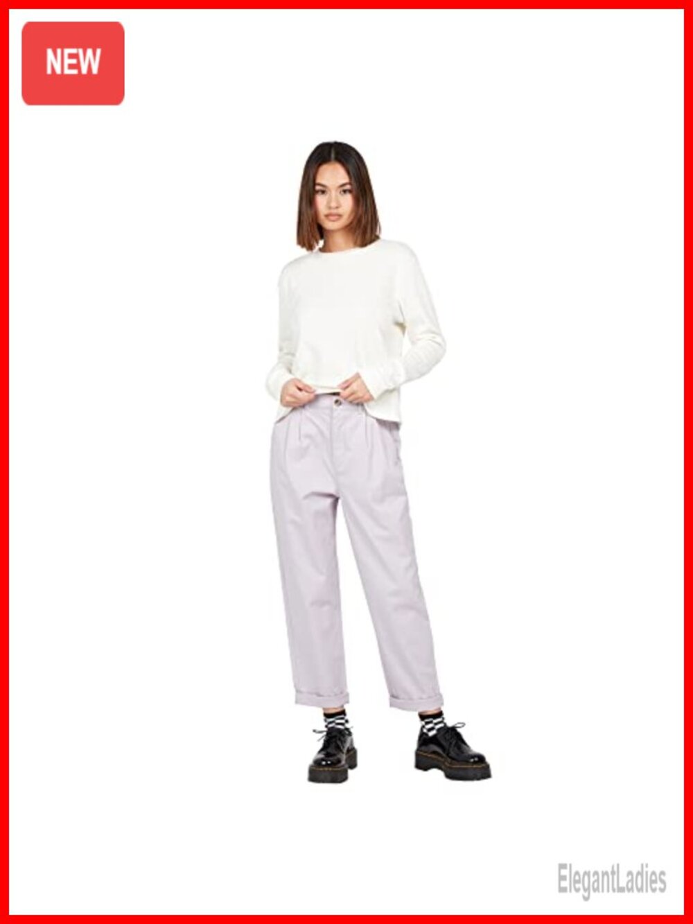 Slim Fit High Rise Chino Trouser with Pleated Front